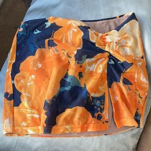 White fox skirt with slit